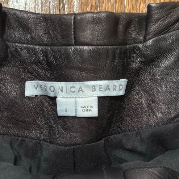 Veronica Beard Kaylee 100% leather brown high rise pants 6 - Picture 7 of 13